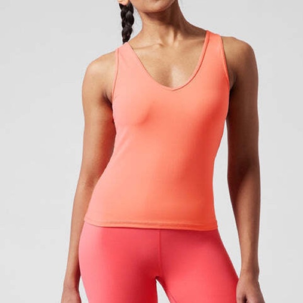 Athleta Transcend Tank Size Medium Fitted Activewear VitaFree Coral Pink
